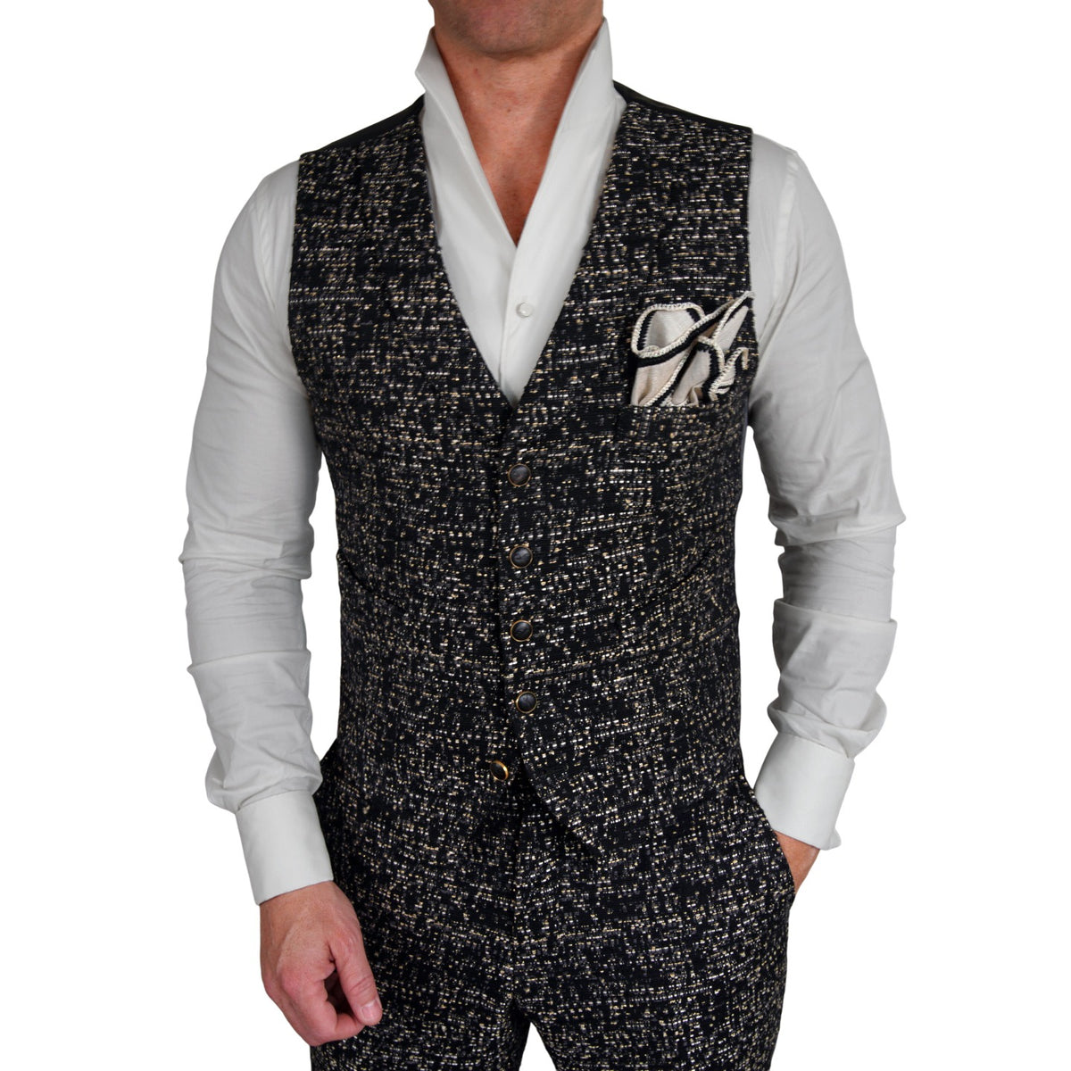 Onyx Oro Tweed Ciottoli Waistcoat-1