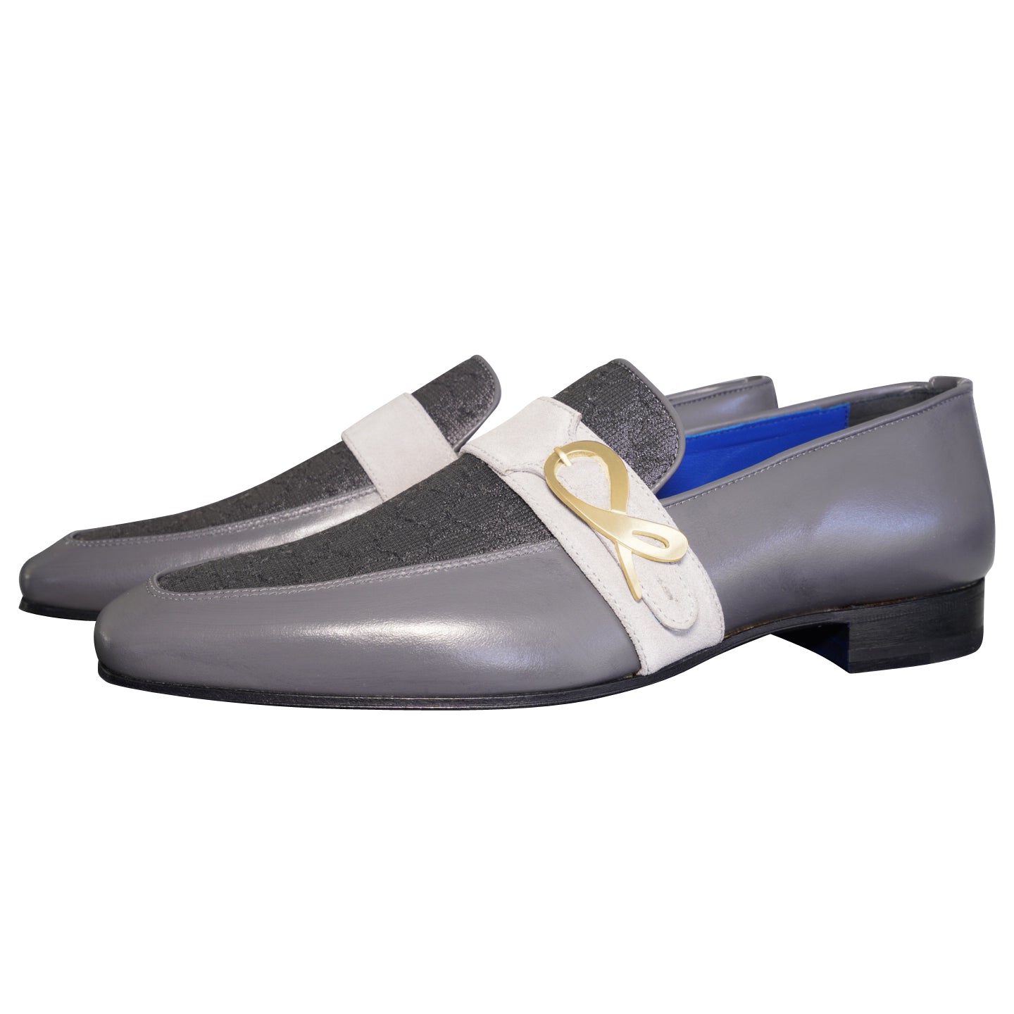 Grigio Logo Monk Strap Loafer With Gold Buckle-3