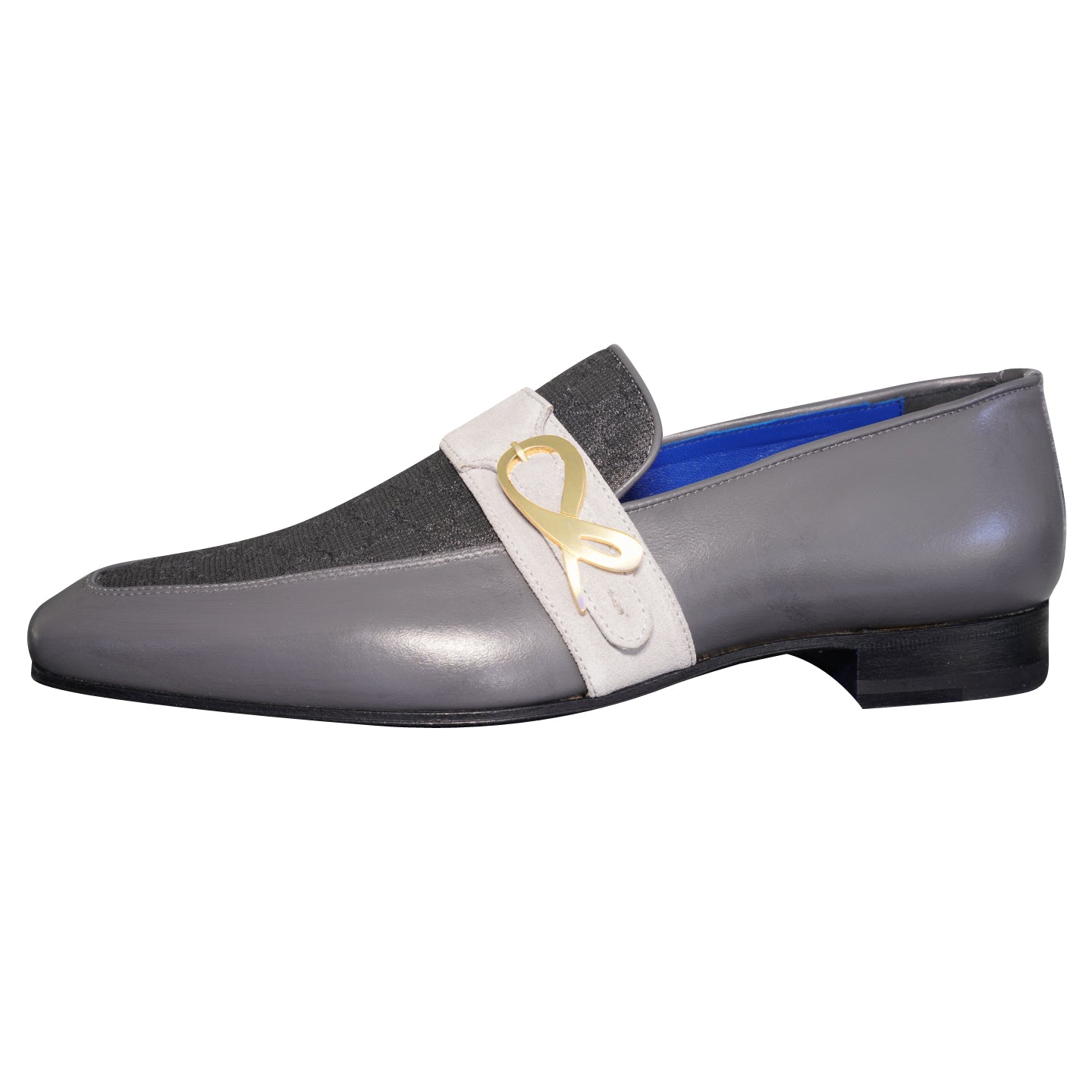 Grigio Logo Monk Strap Loafer With Gold Buckle-7