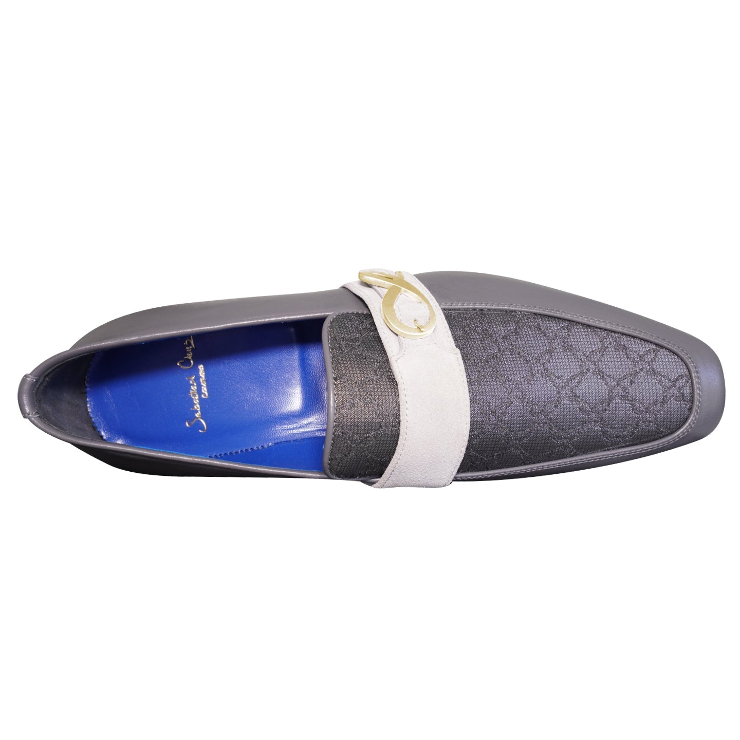 Grigio Logo Monk Strap Loafer With Gold Buckle-6
