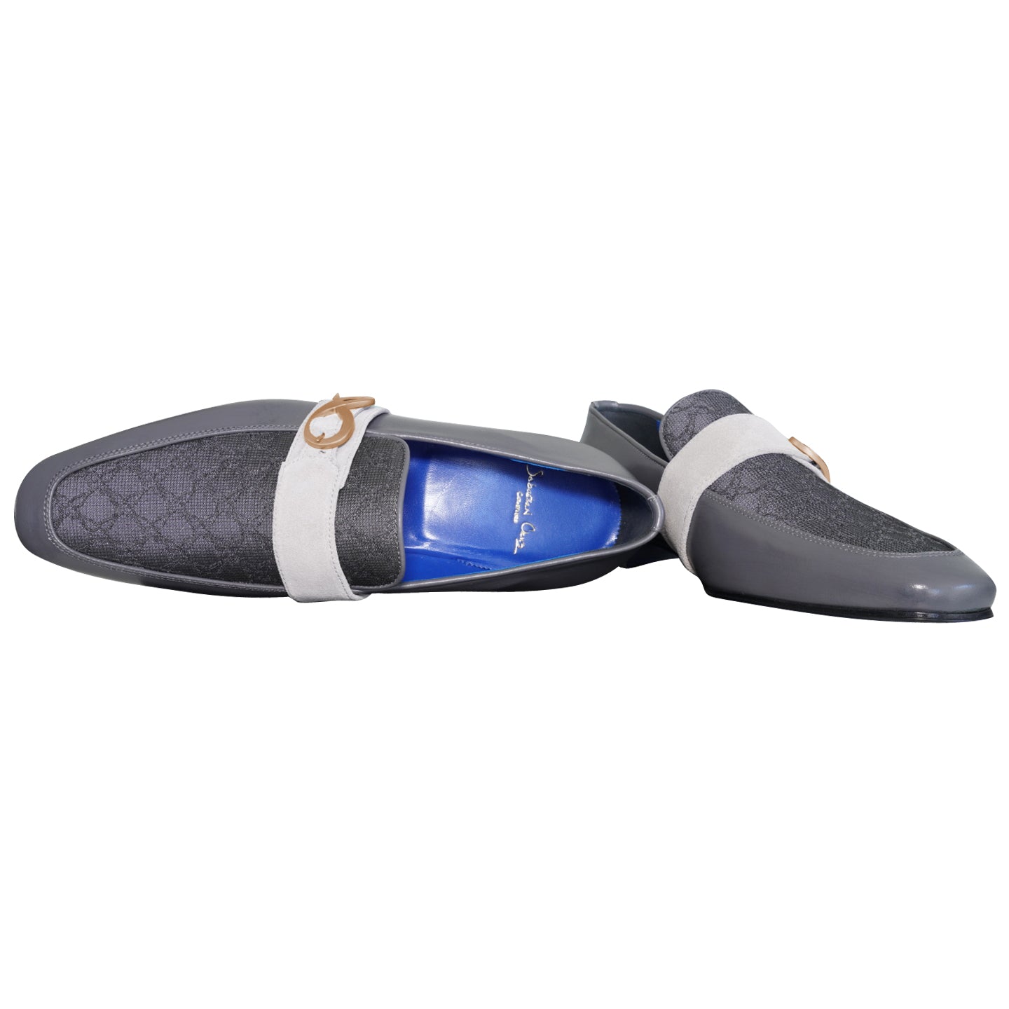 Grigio Logo Monk Strap Loafer With Rose Gold Buckle-8