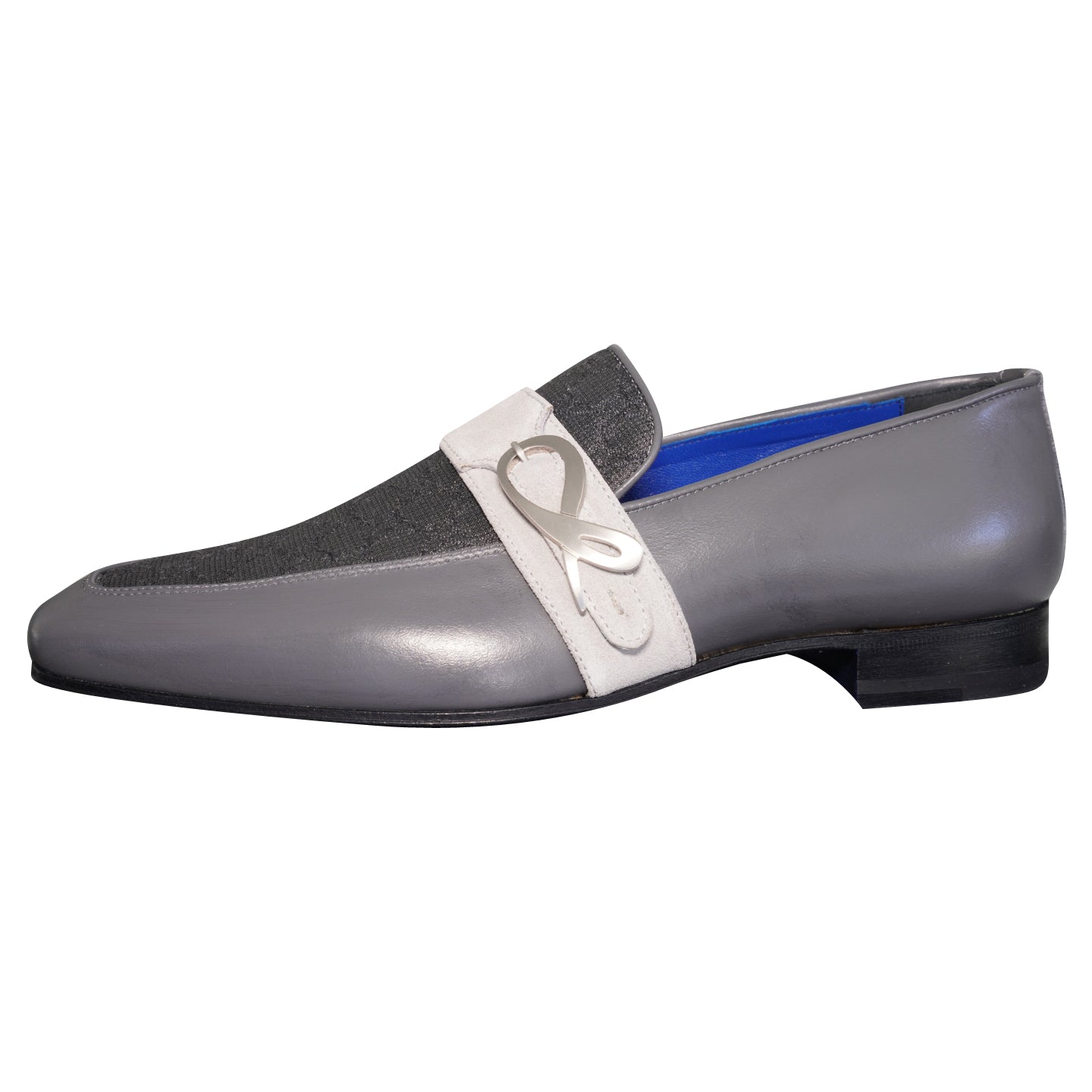 Grigio Logo Monk Strap Loafer With Silver Buckle-7
