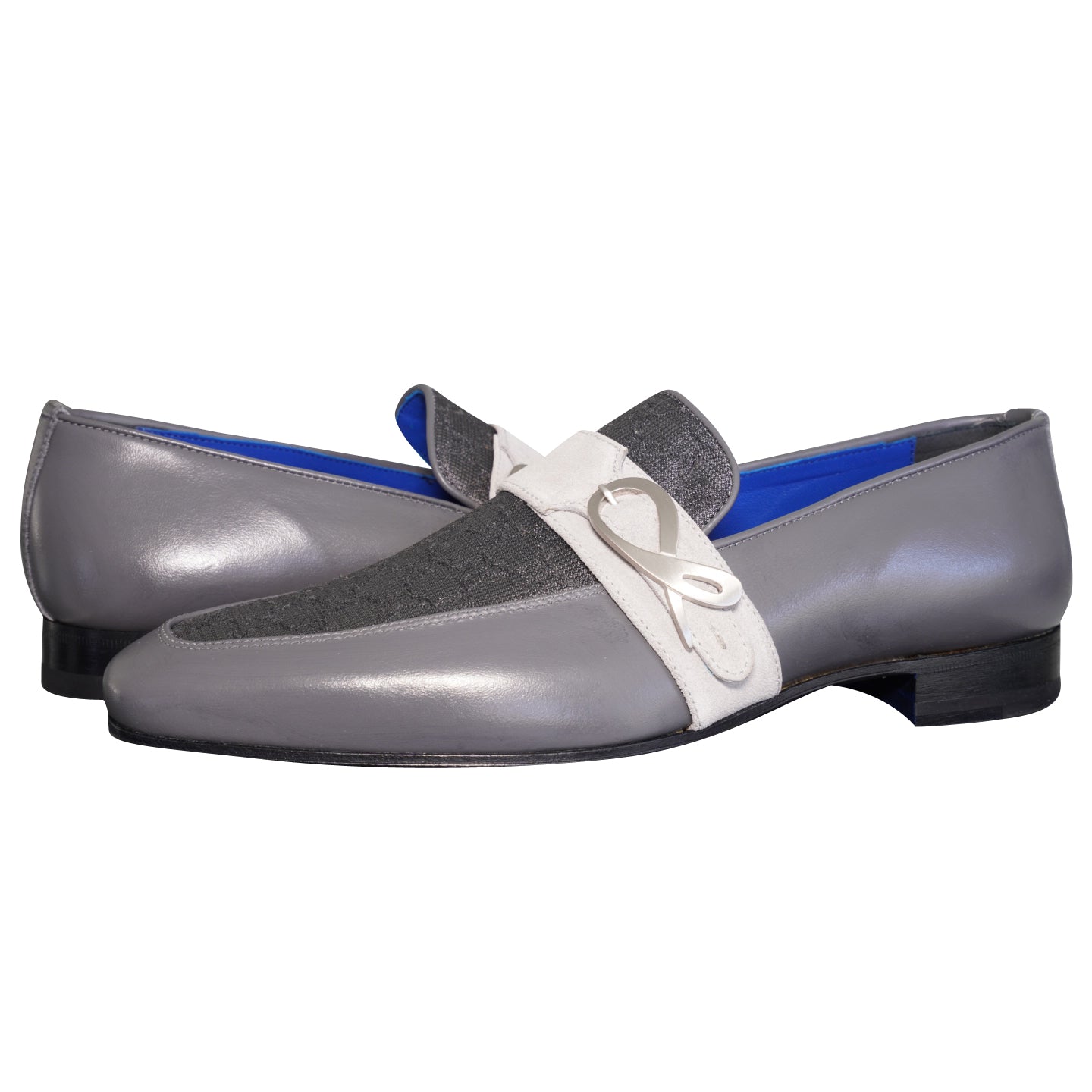 Grigio Logo Monk Strap Loafer With Silver Buckle-4