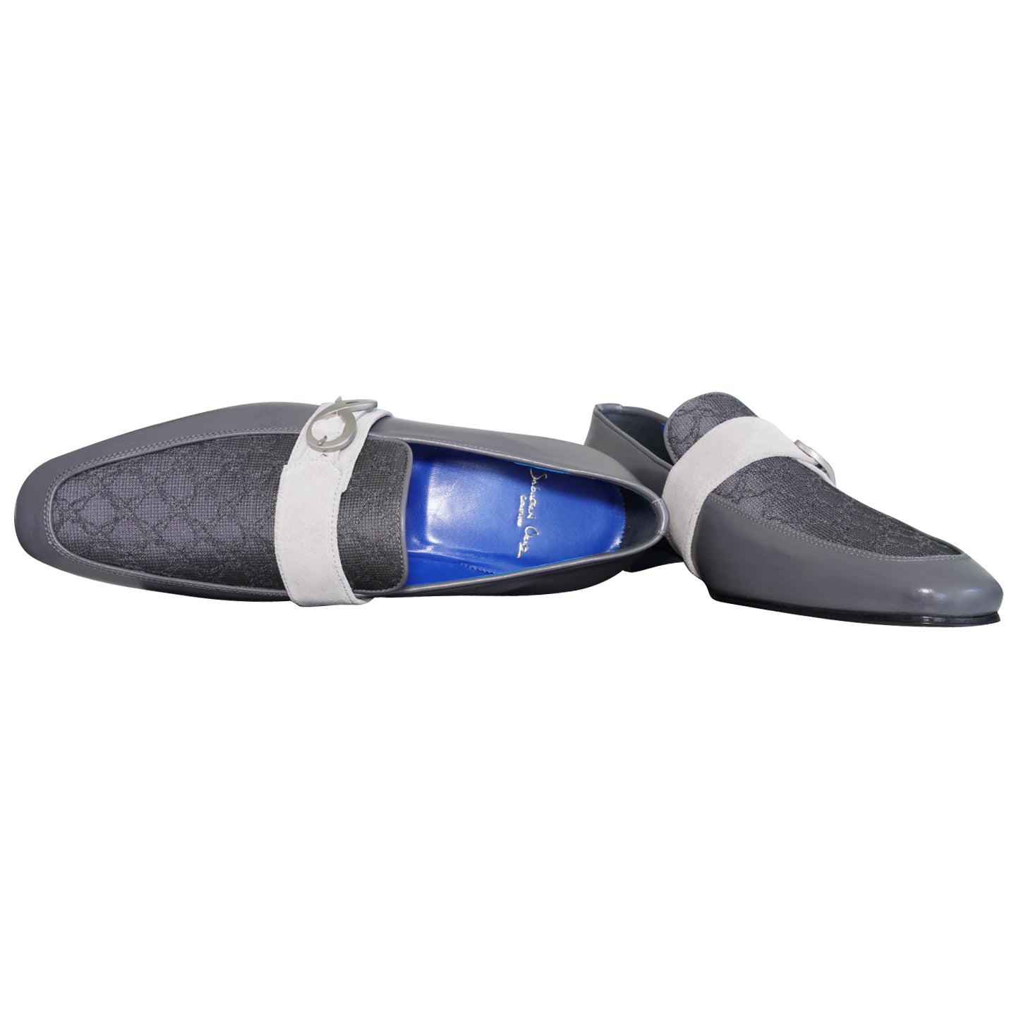 Grigio Logo Monk Strap Loafer With Silver Buckle-8