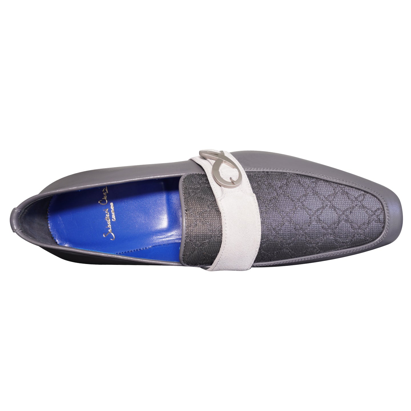 Grigio Logo Monk Strap Loafer With Silver Buckle-6