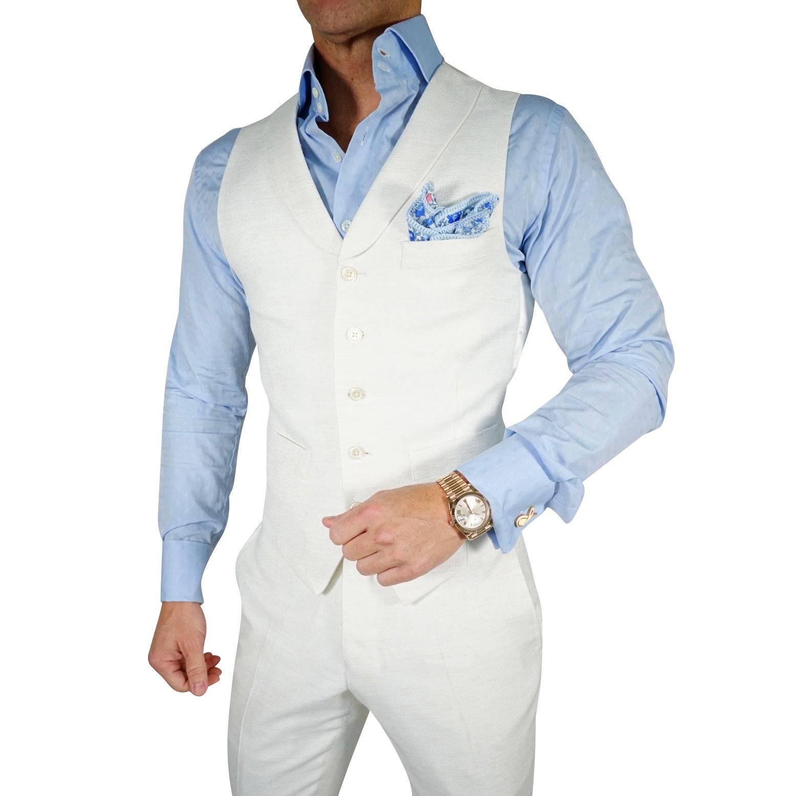 Latte Lino Tweed Ciottoli Waistcoat @ The Vault