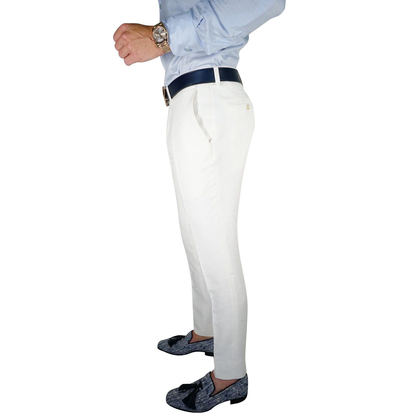 Latte Lino Tweed Trousers-4