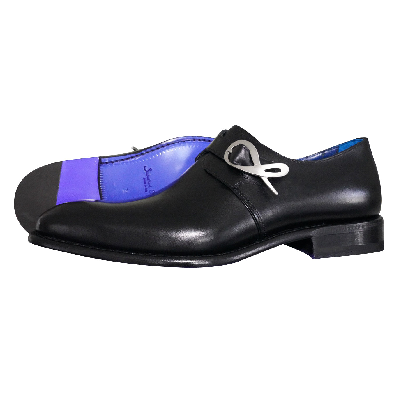 Nero Opal With Silver Hardware Monk Strap @ The Vault