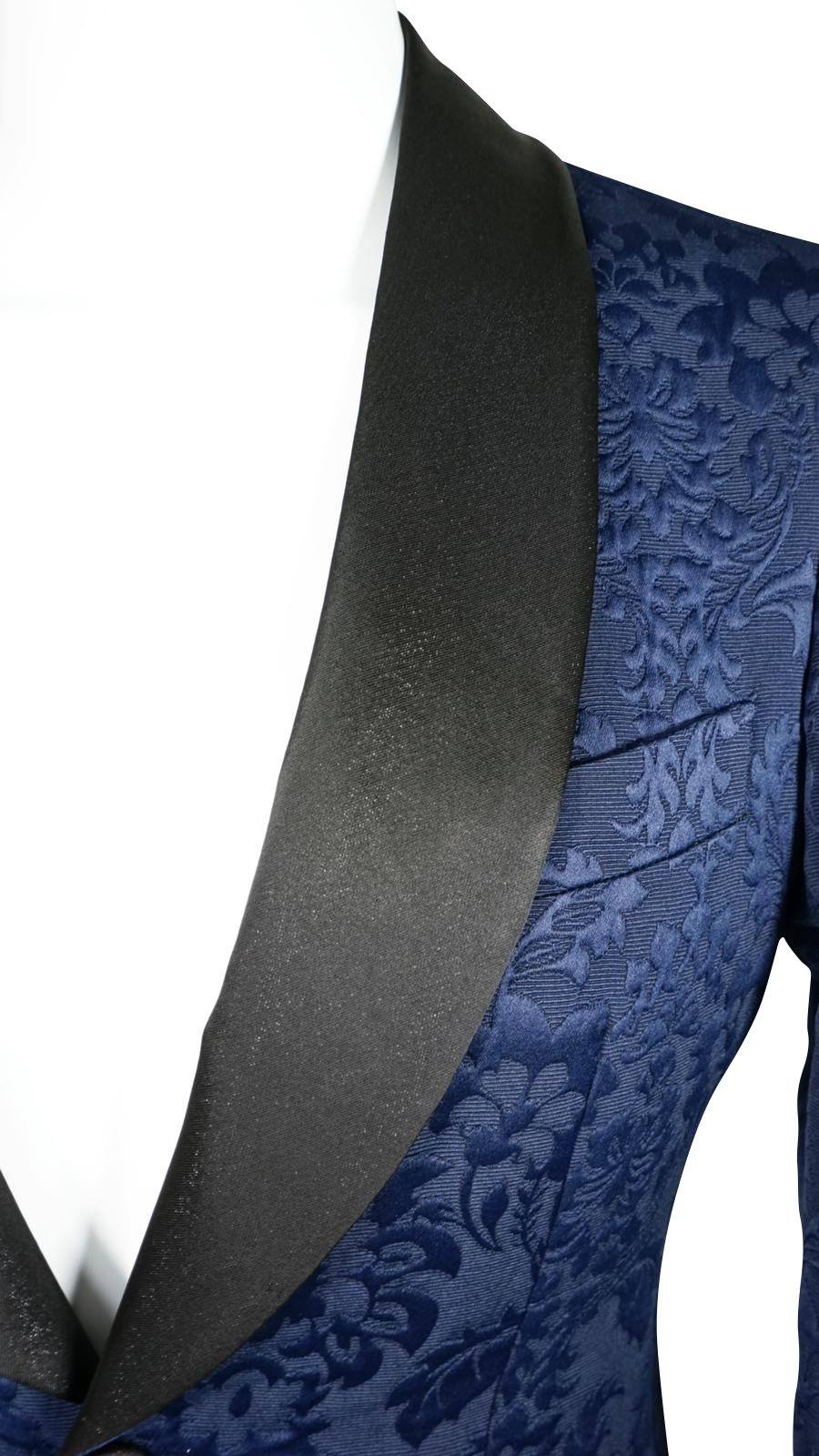 Navy Blue & Black Fiore Dinner Jacket-5
