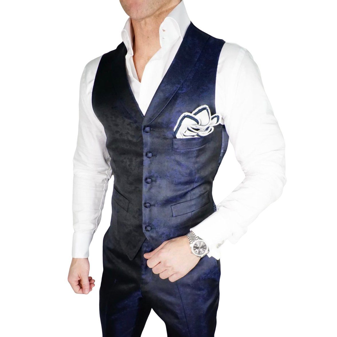 Navy Brillo Ciottoli Waistcoat-1