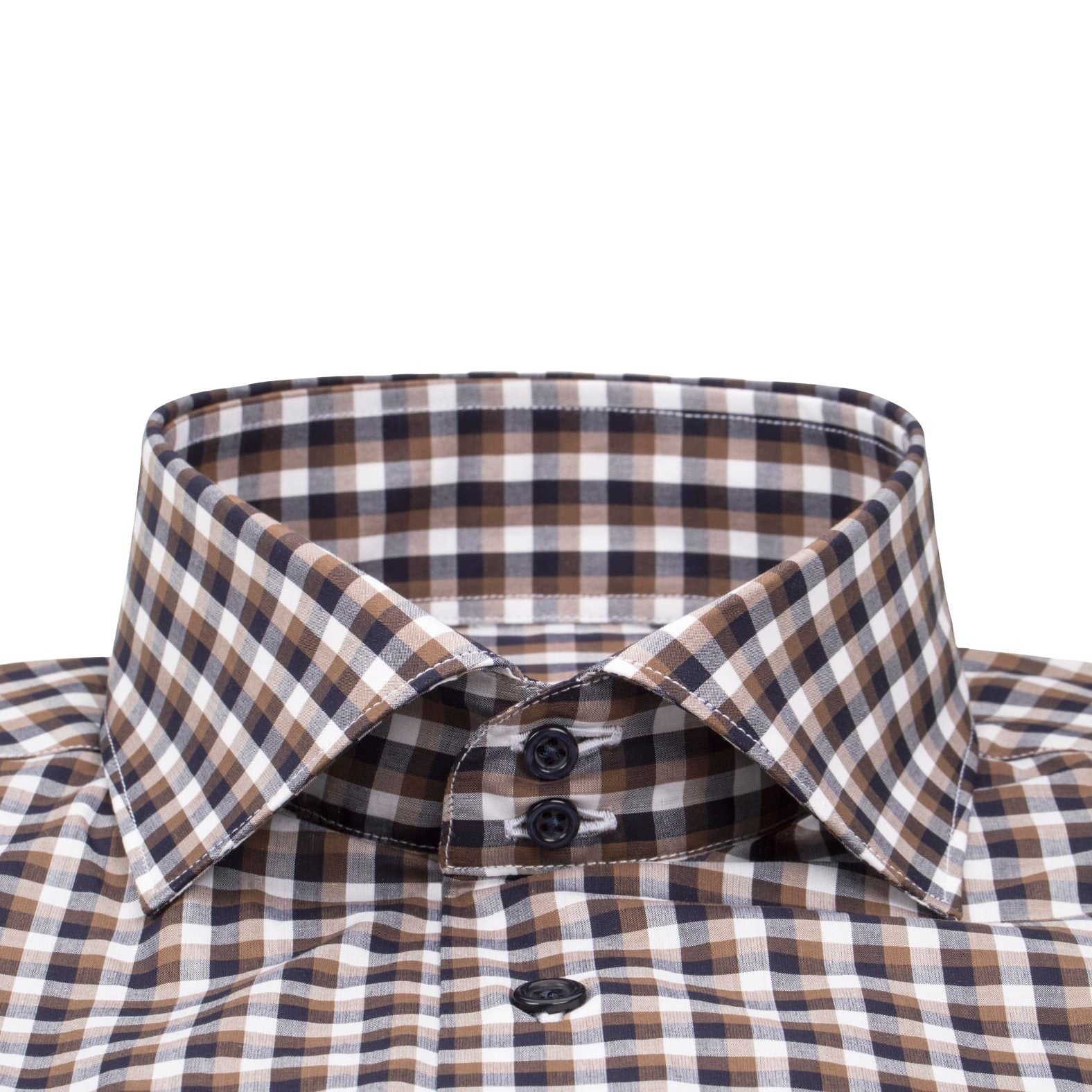 Navy Mocha Gingham Dress Shirt @ The Vault-3