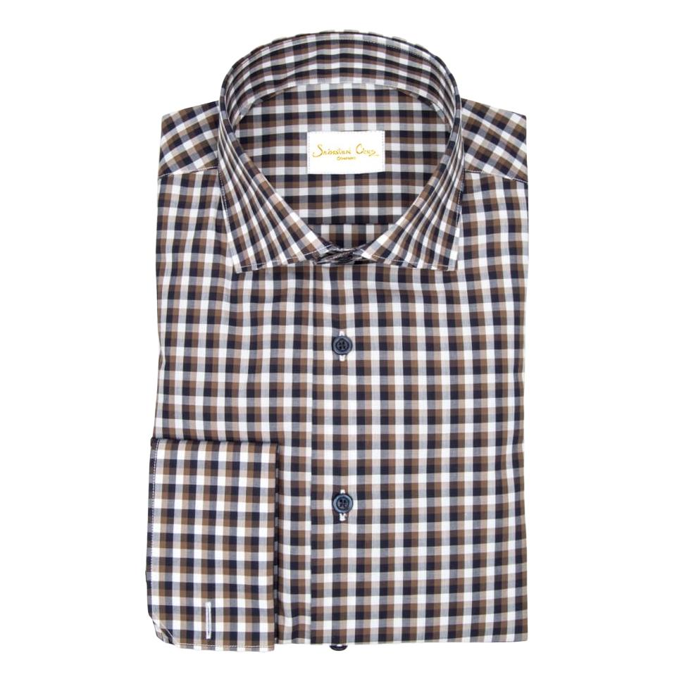 Navy Mocha Gingham Dress Shirt @ The Vault-2