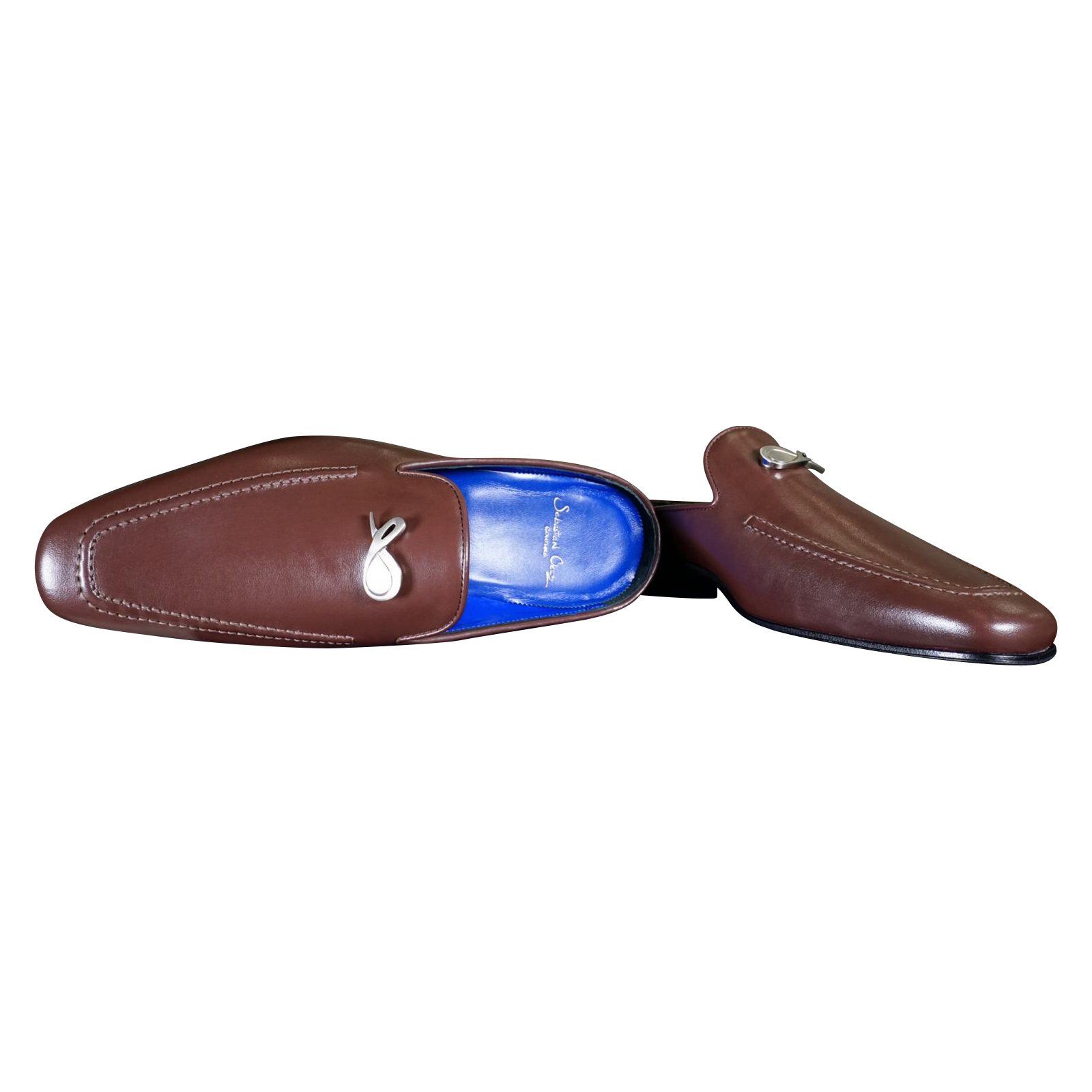 Cacao With Silver Hardware Leather Slipper-9