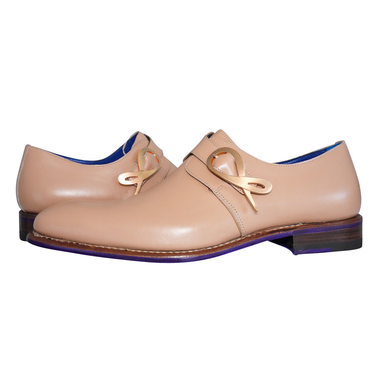 Latte With Yellow Gold Hardware Monk Strap-4