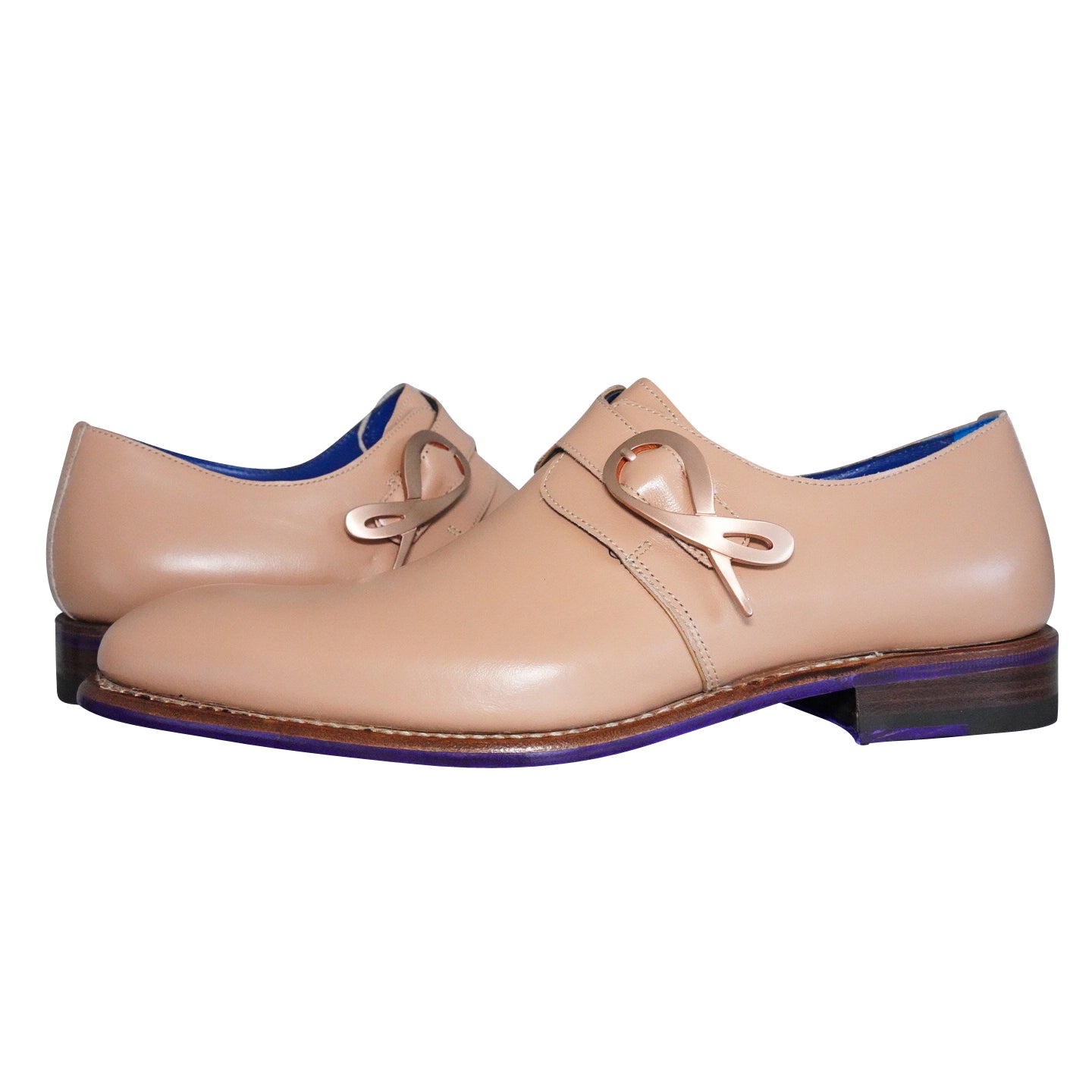 Latte With Rose Gold Hardware Monk Strap-4