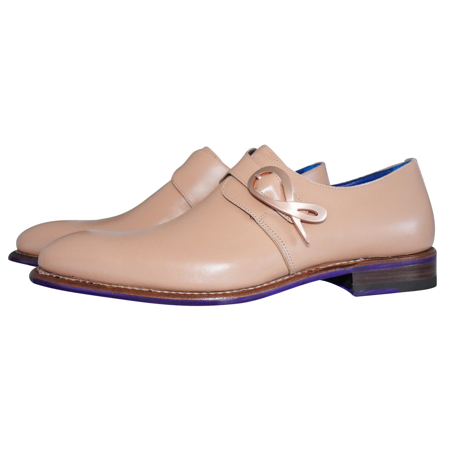 Latte With Rose Gold Hardware Monk Strap-3