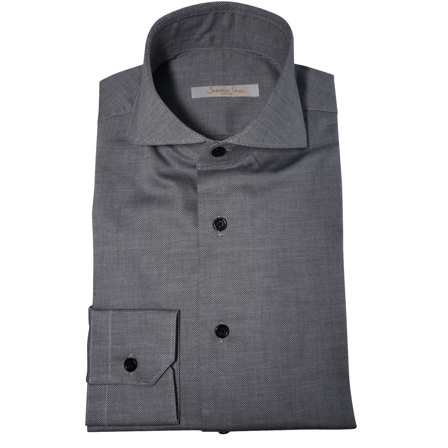 Grey Birdseye Dress Shirt-3