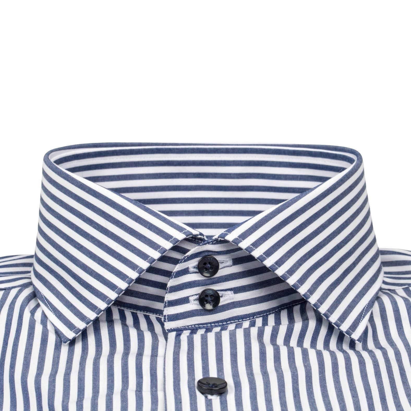 Navy Awning Poplin Dress Shirt-3