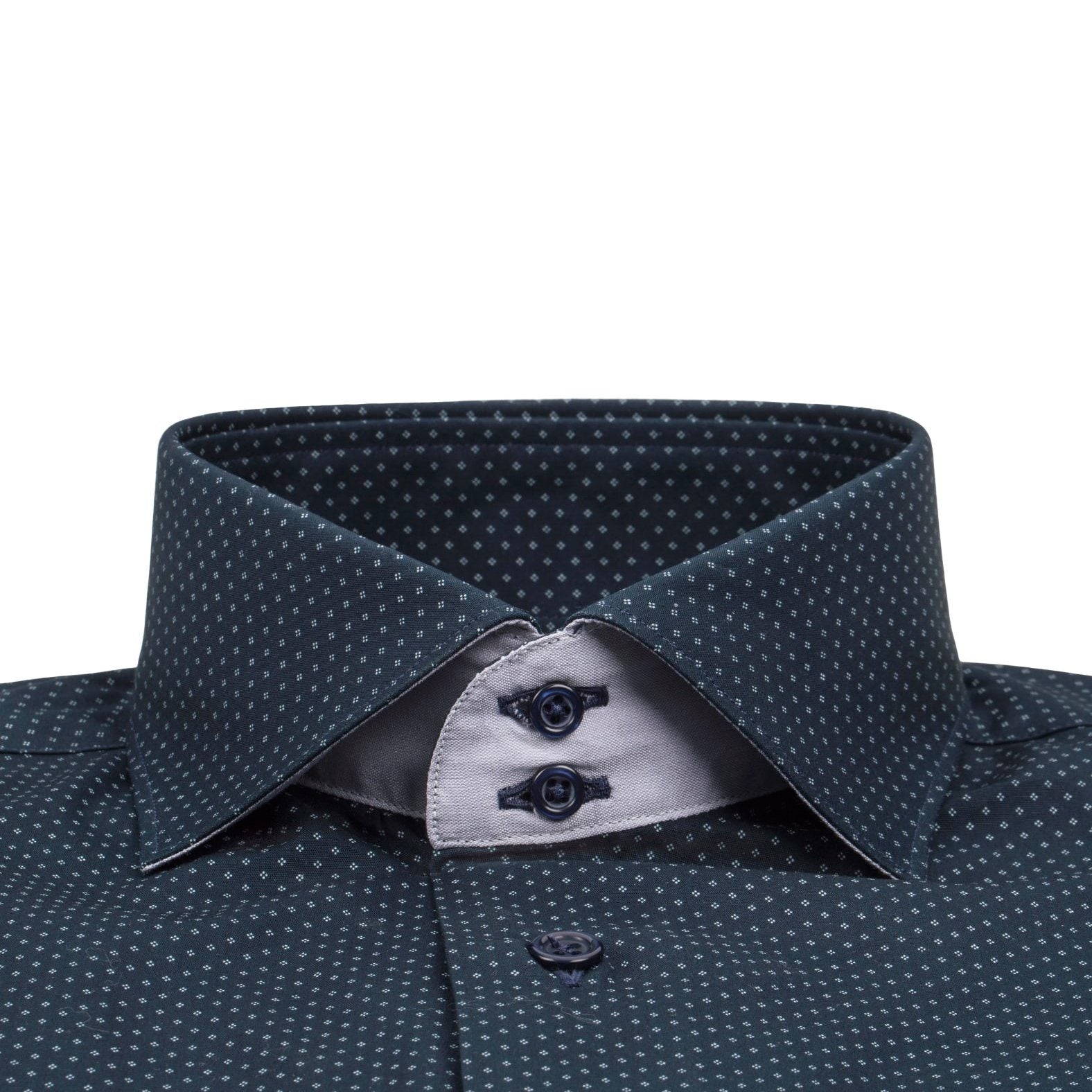 Navy Diamond Pindot Short Sleeve Shirt-3
