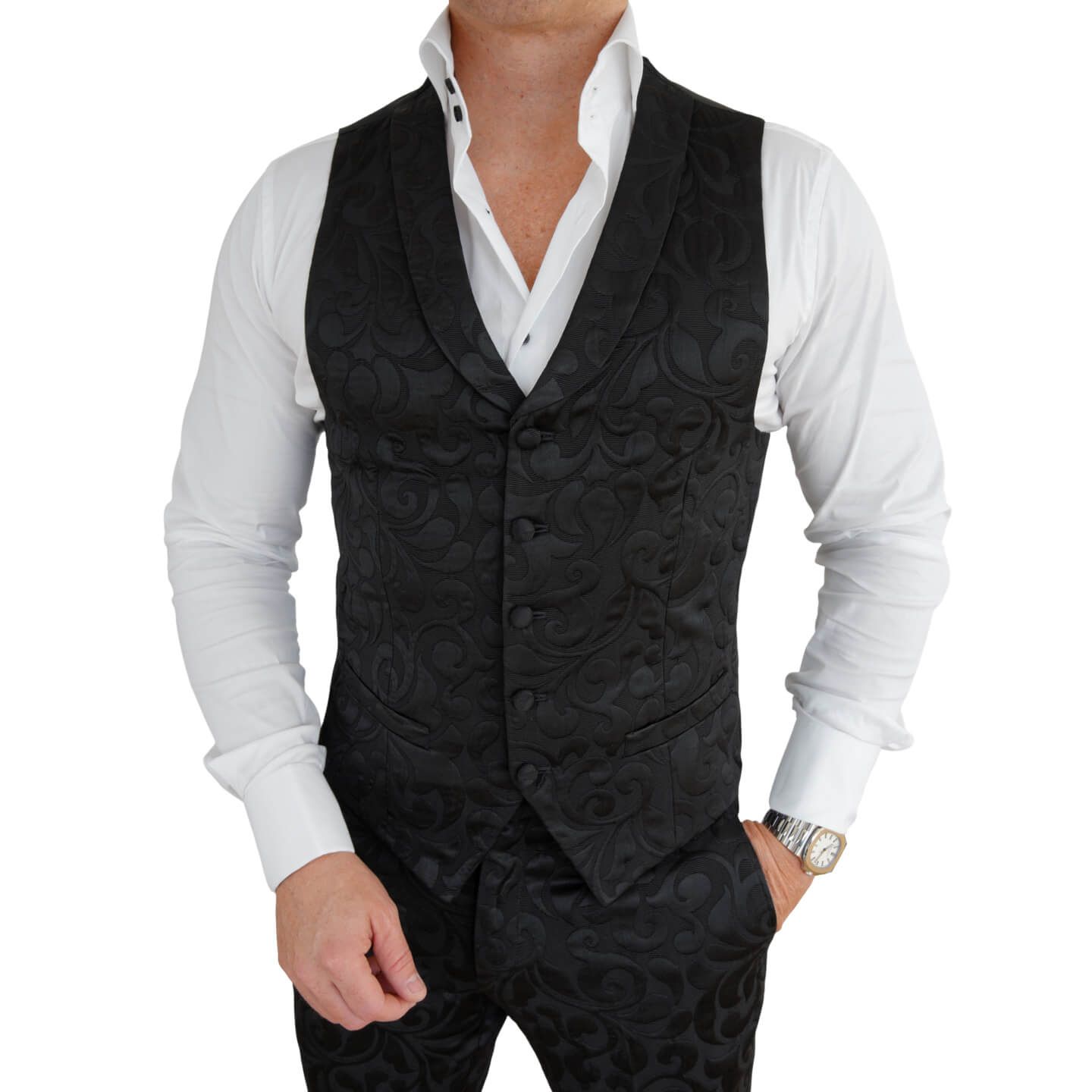 Black Paisley Ciottoli Waistcoat-1