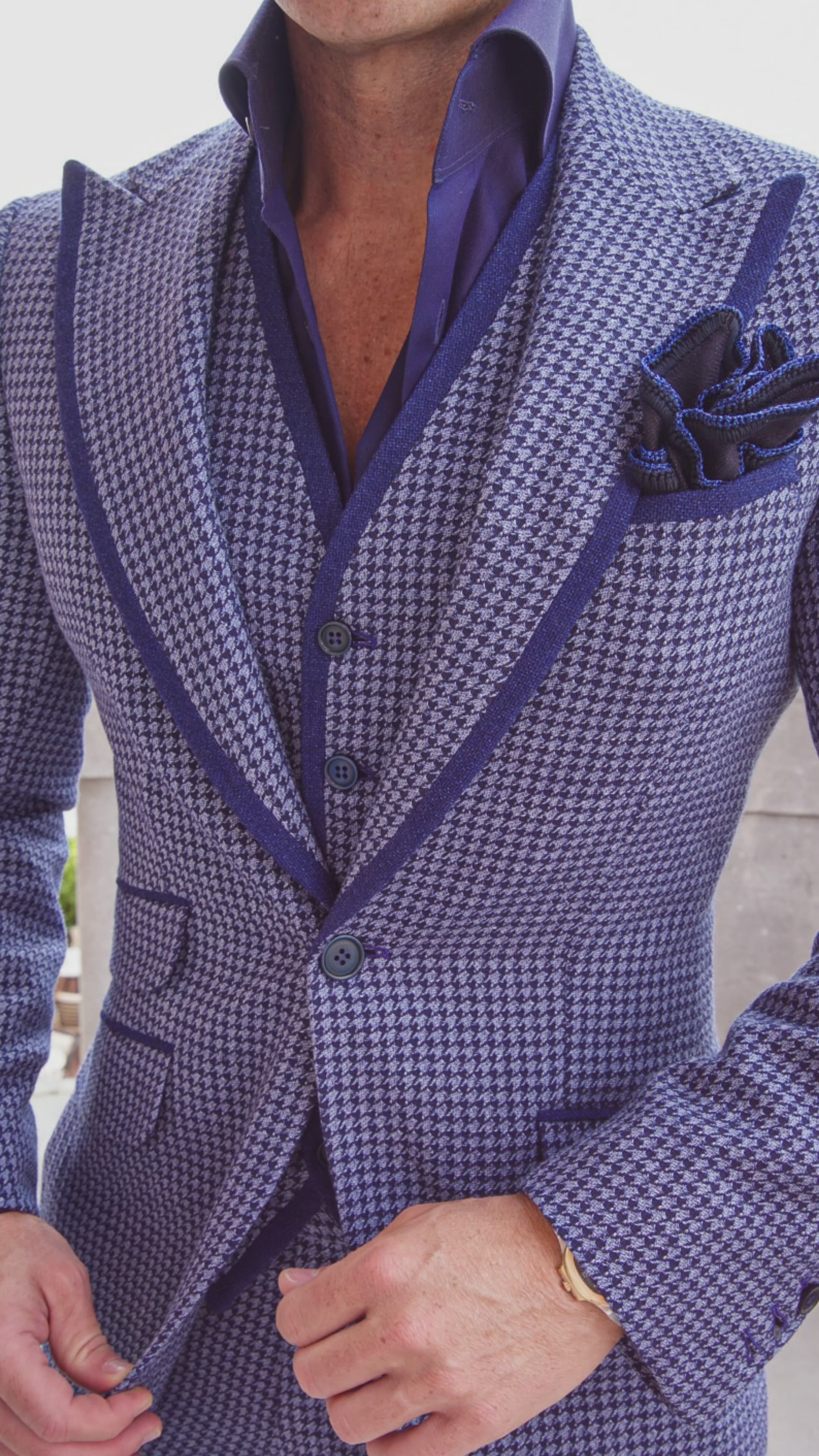 Powder Mica Blu Boucle Ciottoli Waistcoat @ The Vault-2