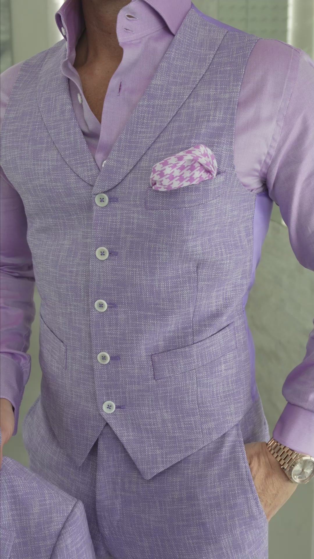 Lavender Lino Tweed Ciottoli Waistcoat  @ The Vault-2