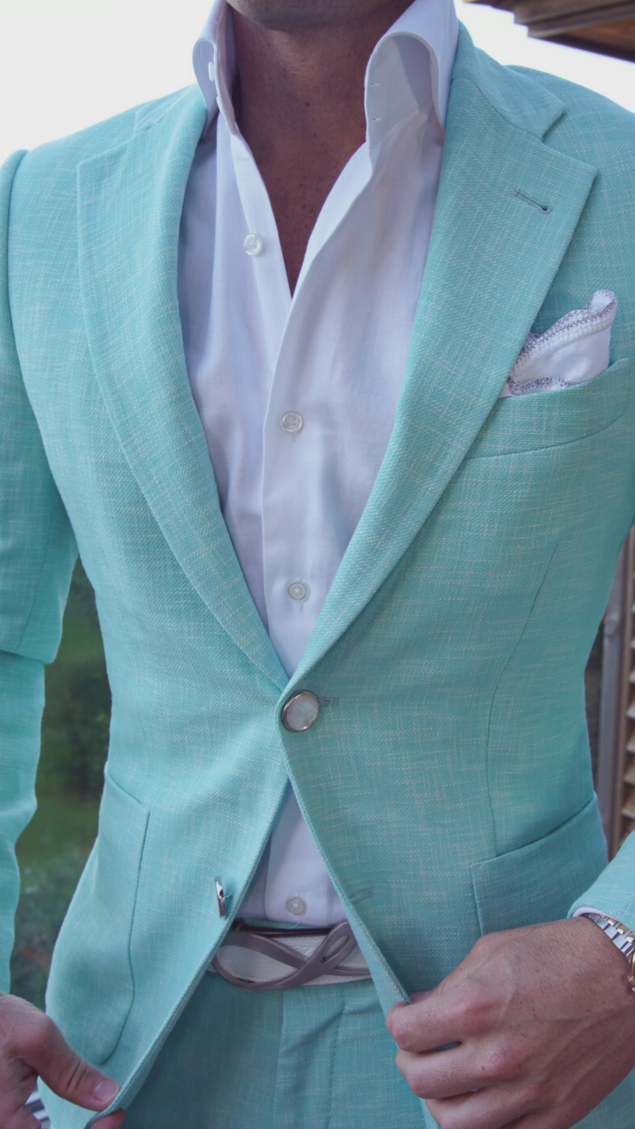 Blu Ciano Lino Tweed Sport Jacket-3
