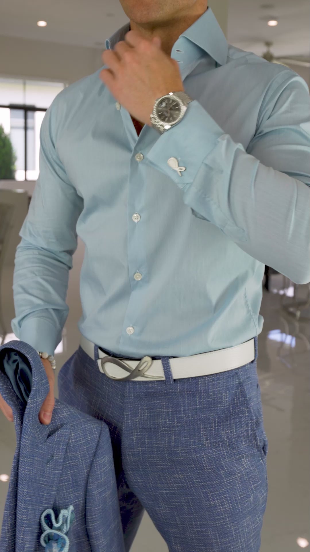 Azure Denim Canestro Ciottoli Waistcoat @ The Vault