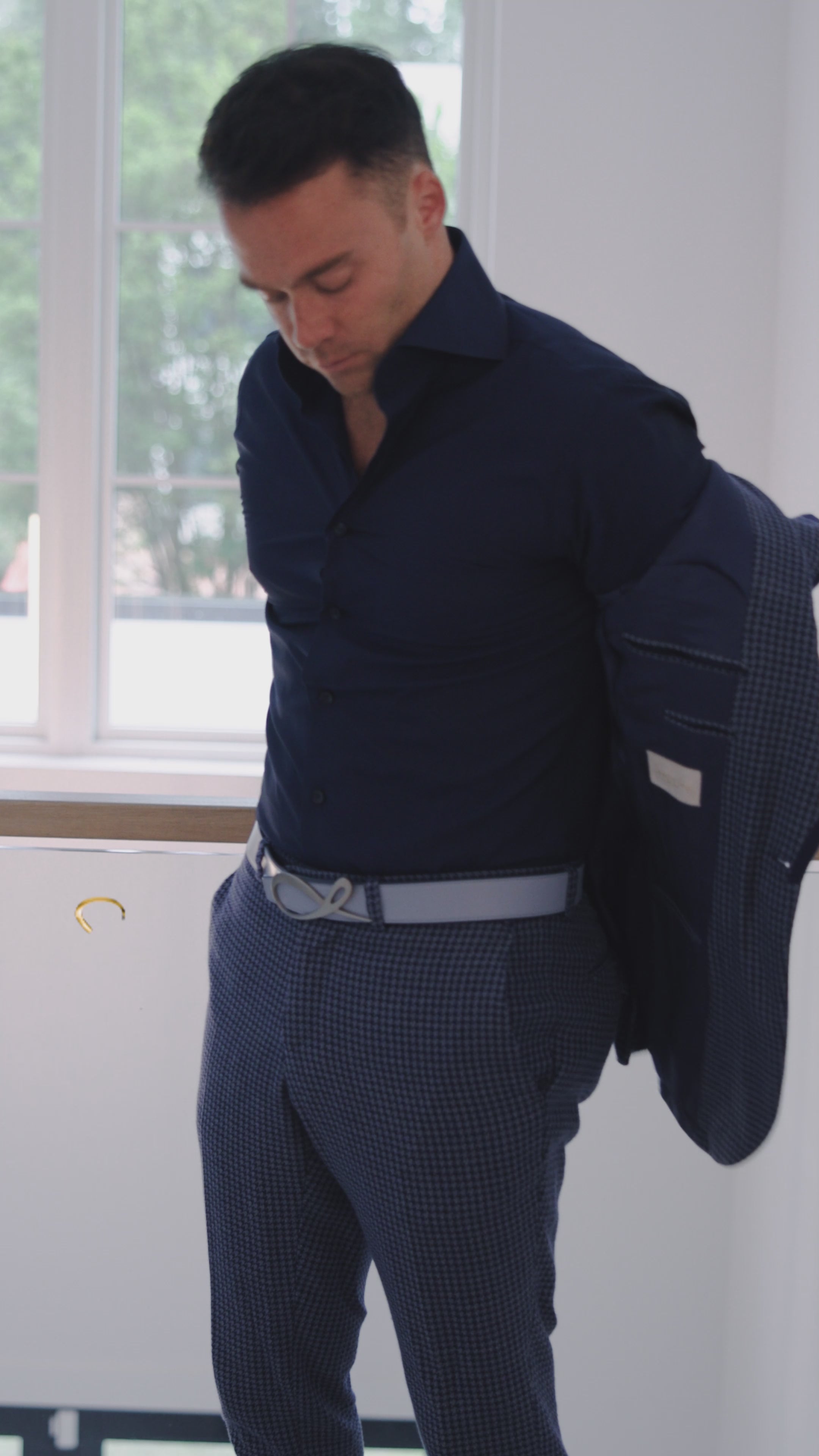 Powder Mica Blu Boucle Trousers @ The Vault