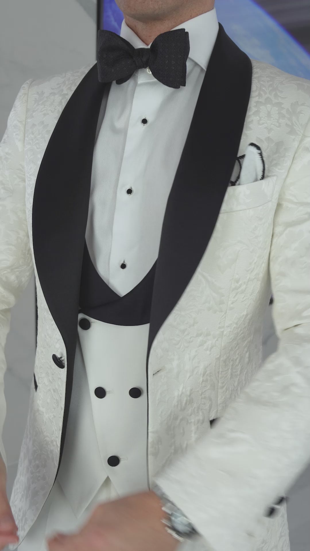 White & Black Double Breasted Waistcoat