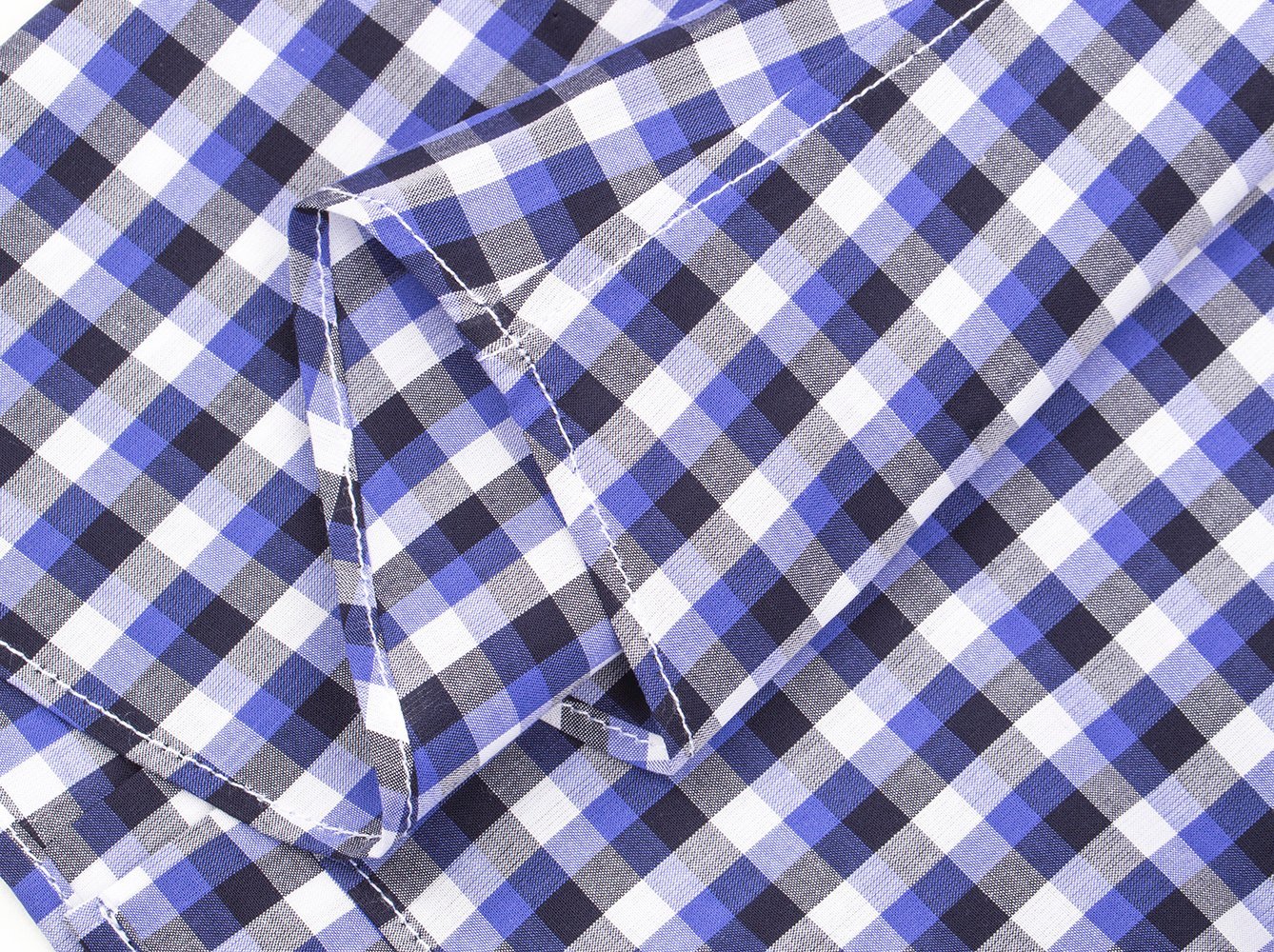 Navy Sapphire Gingham Dress Shirt-4