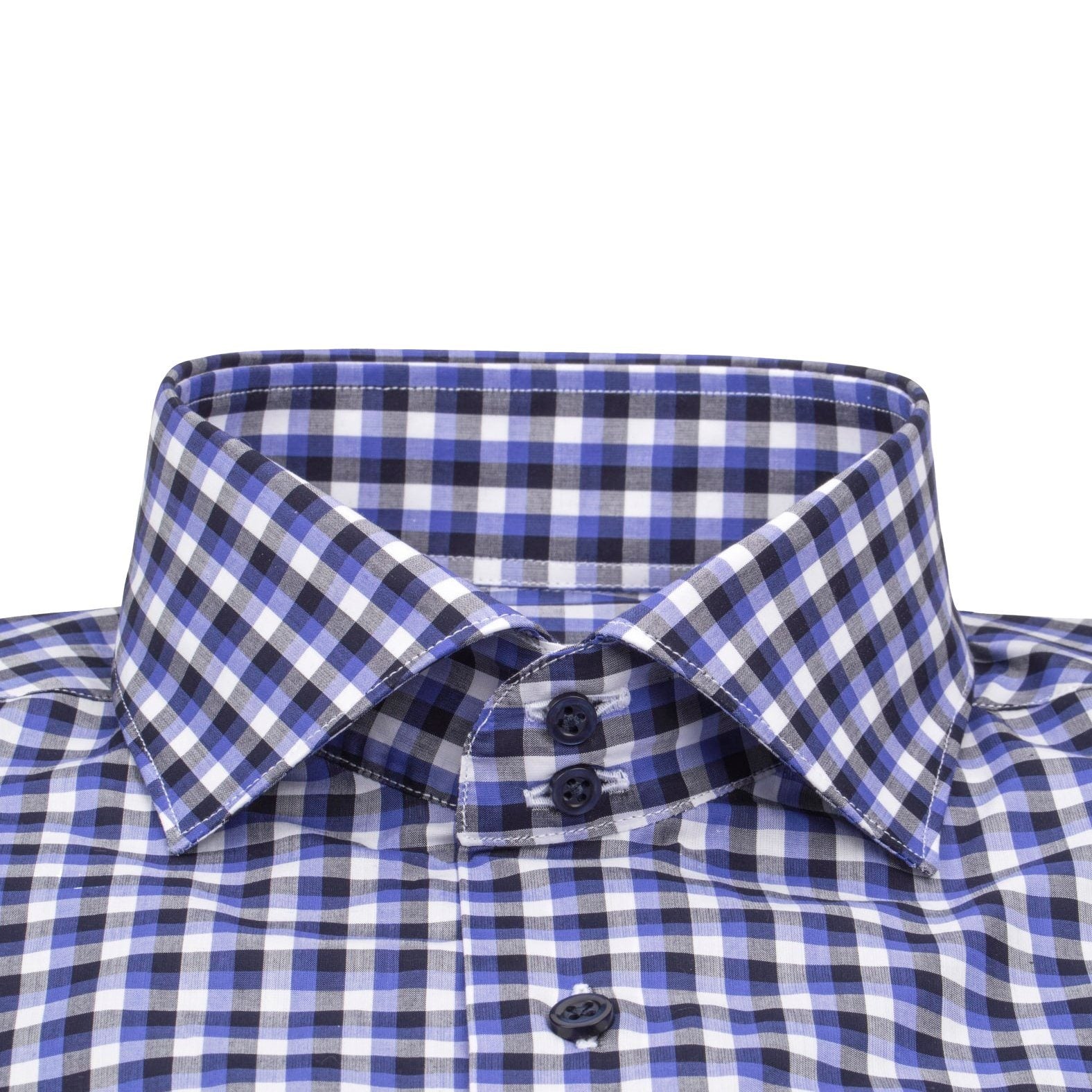 Navy Sapphire Gingham Dress Shirt-3