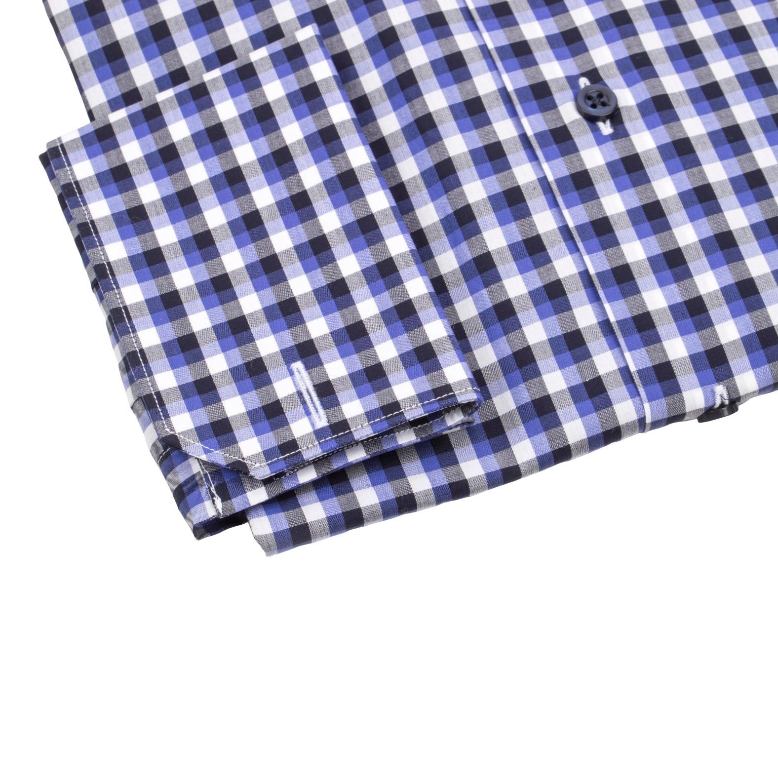 Navy Sapphire Gingham Dress Shirt-5