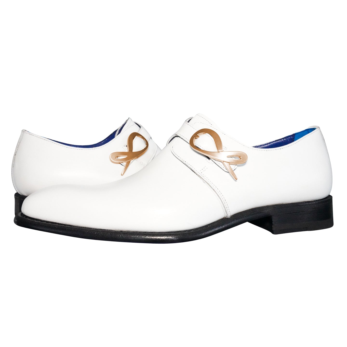 Bianco With Yellow Gold Hardware Monk Strap-4