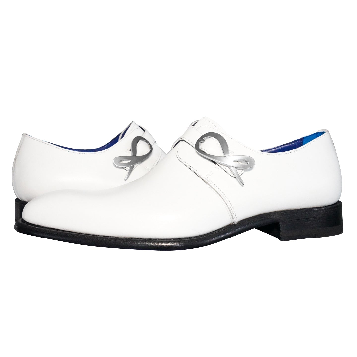 Bianco With Silver Hardware Monk Strap-4