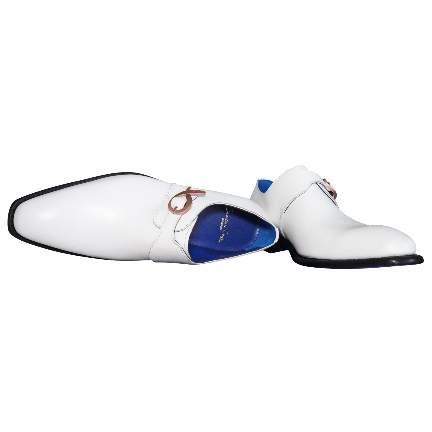 Bianco With Rose Gold Hardware Monk Strap-9