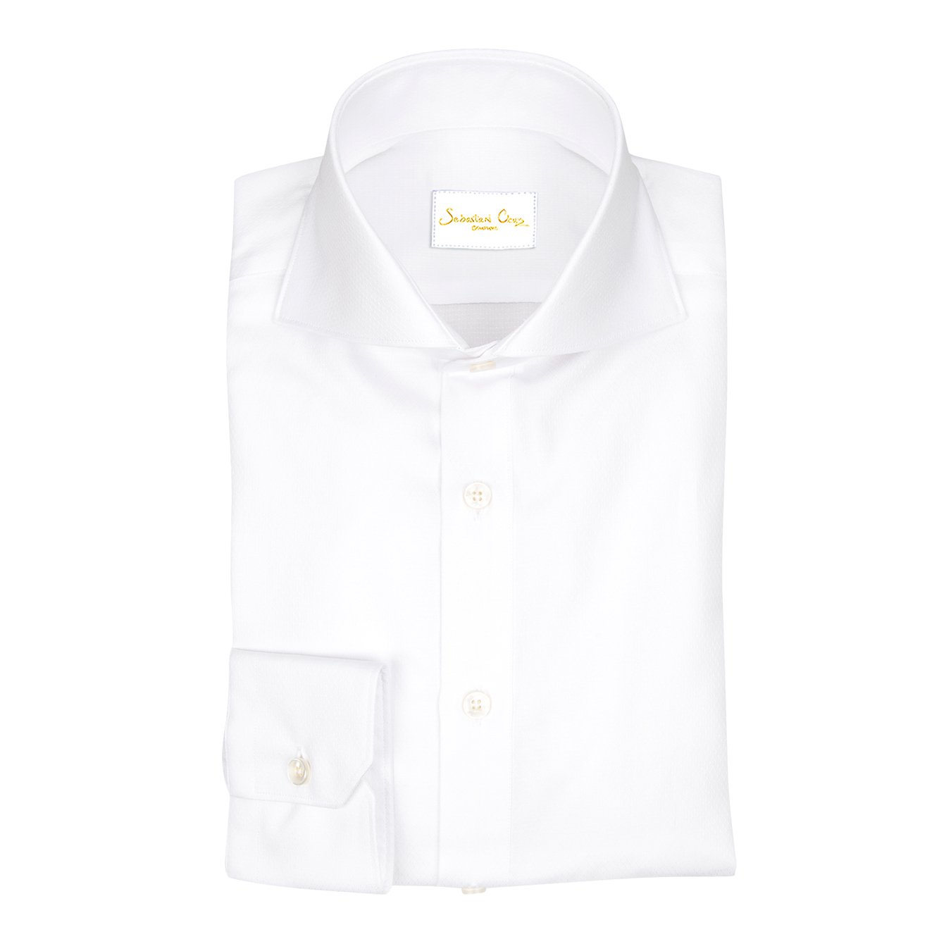 White Herringbone Jaquard Dress Shirt-3